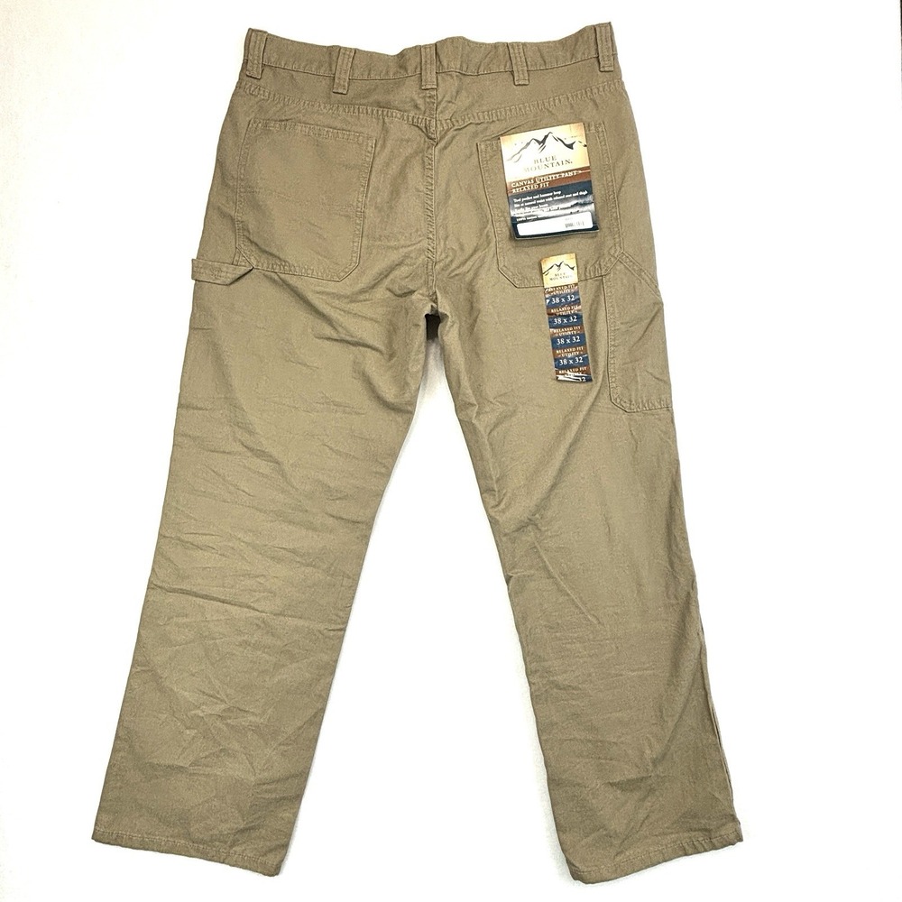Blue Mountain Canvas Utility Work Pants 38x32 Relaxed Fit Khaki Tan NWT